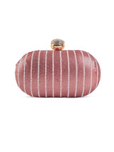Pink sequins oval clutch bag by The Tan Clan with a shimmering, glamorous surface and elegant oval shape.