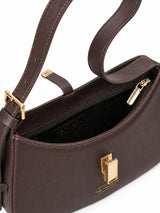 Dune Brown Textured Baguette Shoulder Bag with Adjustable Strap