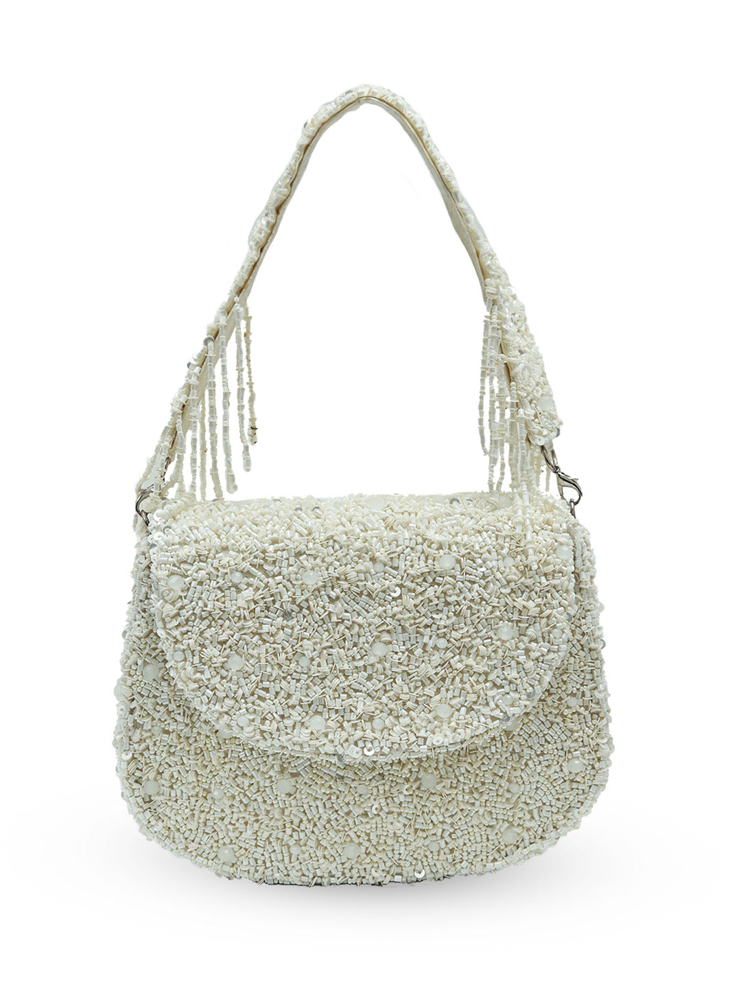 Amy White flap-over bag from The Tan Clan, stylish leather handbag with top flap closure and adjustable shoulder strap.
