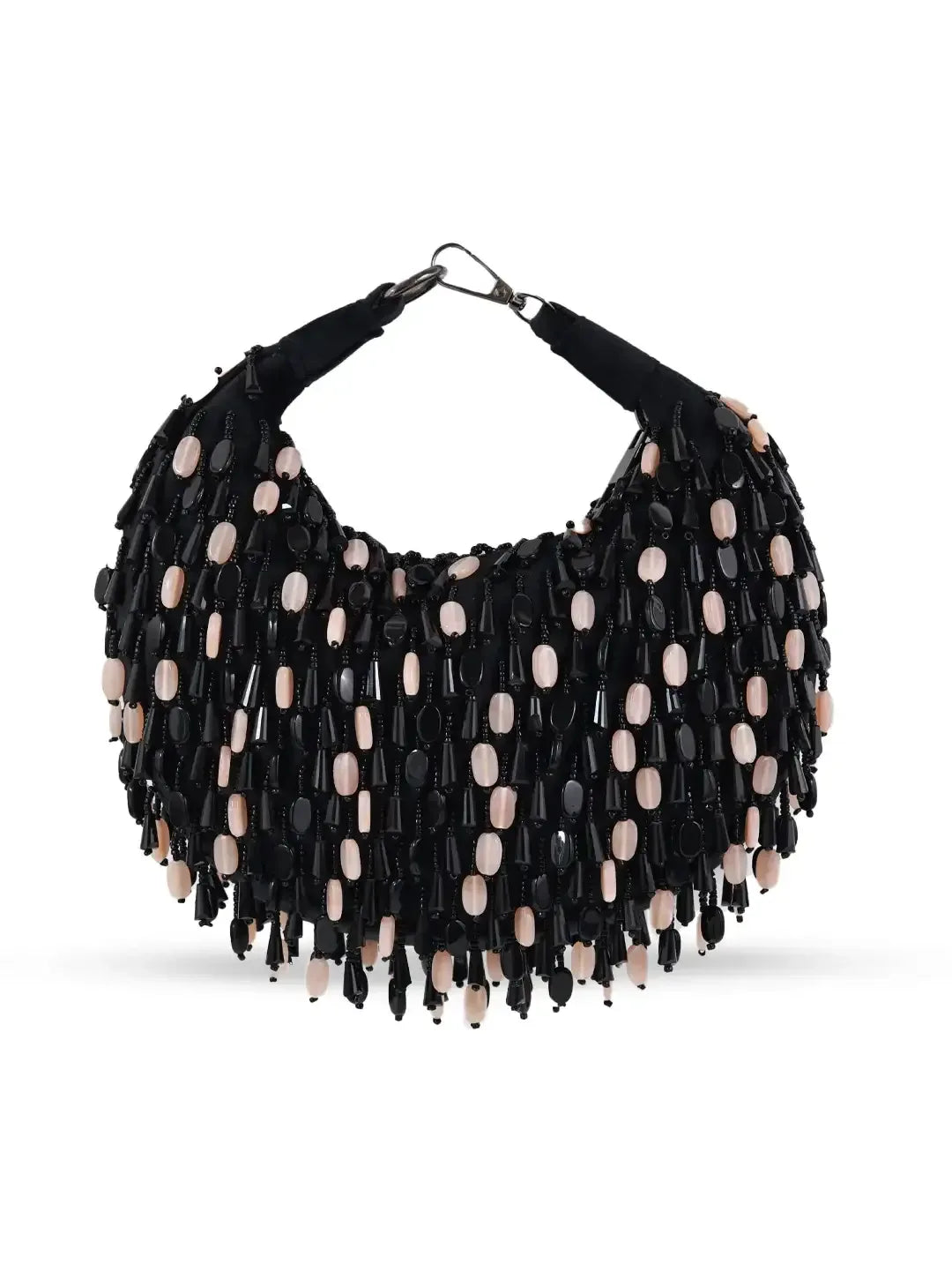 Bella Black Multicolor Half Moon Batua Bag by The Tan Clan, featuring a stylish multicolor design and unique half-moon shape.