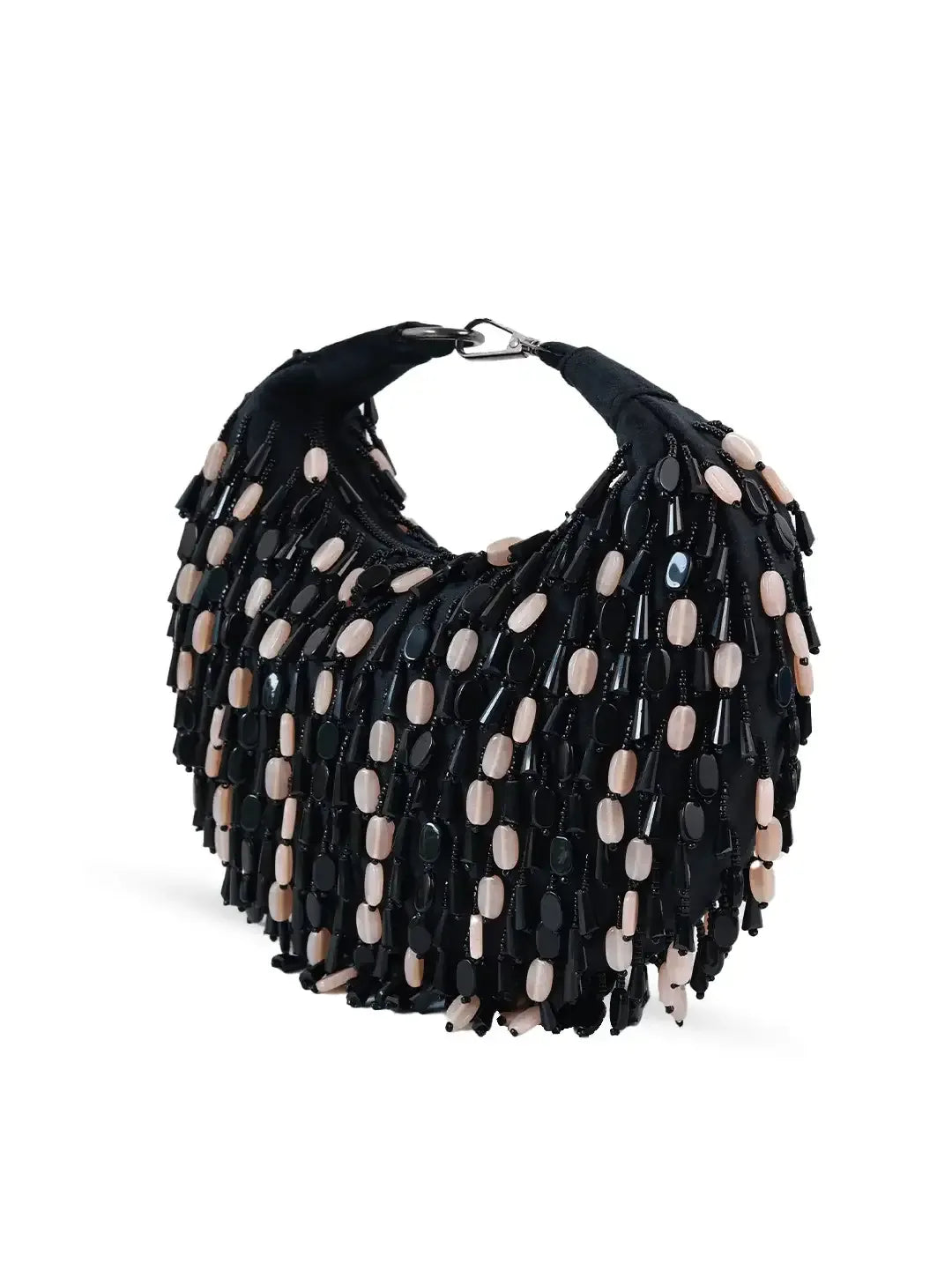 Bella Black Multicolor Half Moon Batua Bag by The Tan Clan featuring a stylish, compact design with multicolor accents.