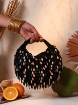 Bella Black Multicolor Half Moon Batua Bag by The Tan Clan, showcasing a stylish, multicolor design with a half moon shape.
