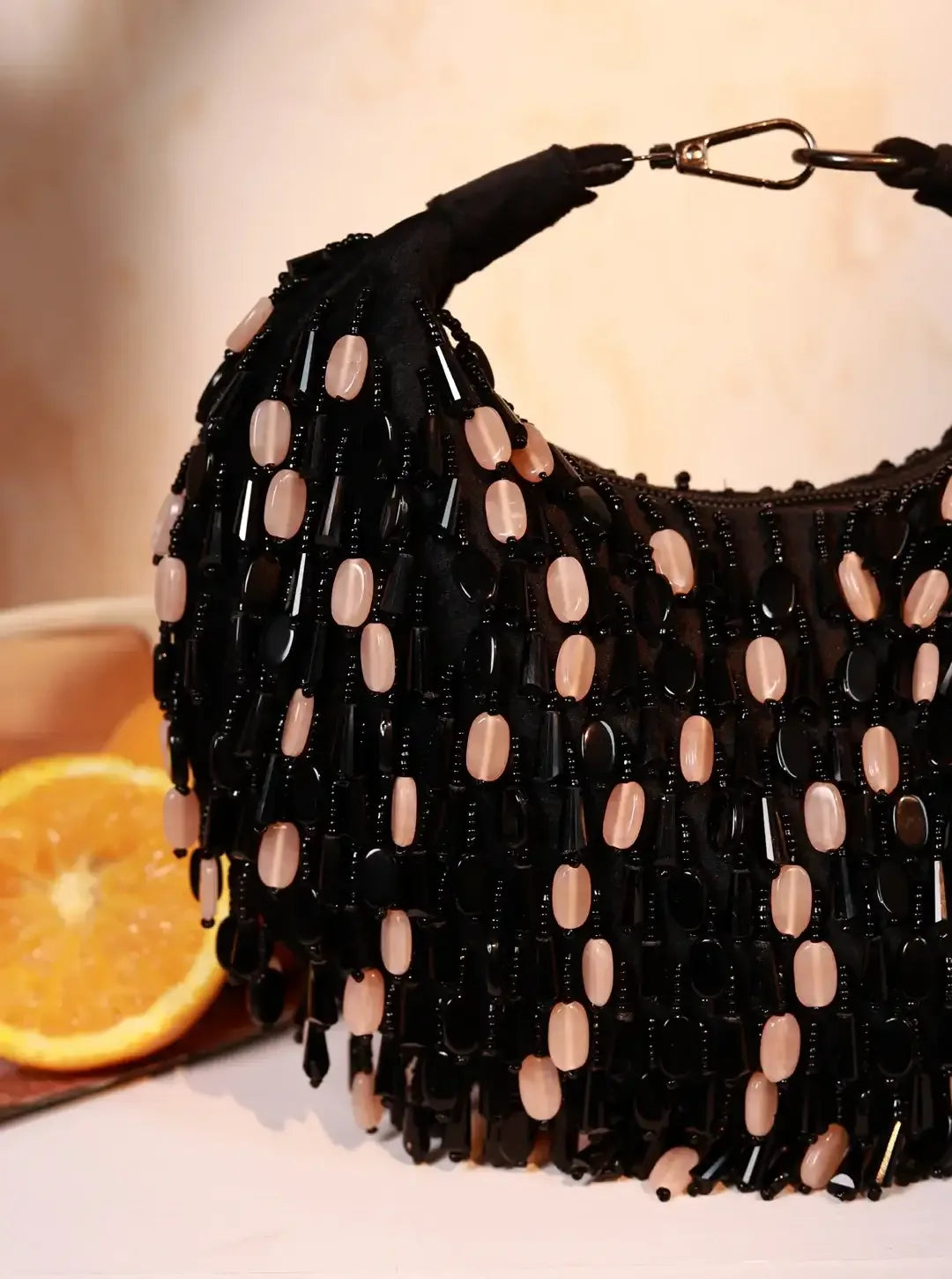 Bella Black Multicolor Half Moon Batua Bag from The Tan Clan featuring a stylish, multicolor design and elegant half-moon shape.