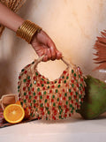 Bella Red Multicolor Half Moon Bag