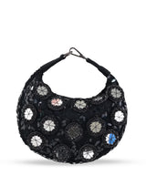 Black Kim Mirror Half Moon Batua Bag by The Tan Clan with sleek design and mirror detail, perfect for stylish everyday use.