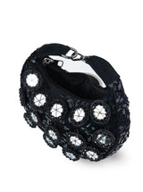 Black Kim Mirror Half Moon Bag by The Tan Clan, stylish Batua bag with reflective mirror detail and curved half-moon shape.
