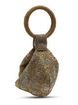 Luna Gold Half Moon Batua Bag by The Tan Clan featuring a shiny gold finish and unique half-moon shape.