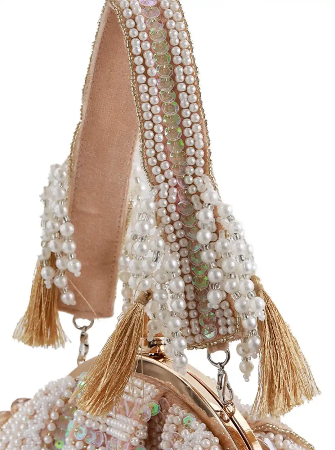 Nora Tasselled Half Moon Bag by The Tan Clan, stylish batua bag with tassel details and a half moon shape, crafted from leather.