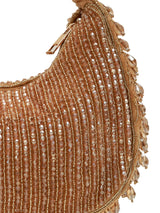 Sera Golden Drop Pearls Batua Bag by The Tan Clan featuring a stylish gold pearl-embellished design and compact Batua bag style.
