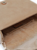 Beige Kavya flap-over bag with handle from The Tan Clan, featuring a stylish design and spacious interior.