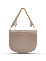 Kavya beige flap-over bag with handle by The Tan Clan, featuring a stylish design and spacious interior for everyday use.