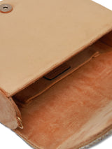Beige Kavya Gold Flap Over Bag with Handle by The Tan Clan, featuring a stylish flap closure and elegant design.