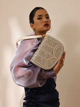 Kavya grey flap-over bag with handle by The Tan Clan, featuring a stylish design and spacious interior for daily use.