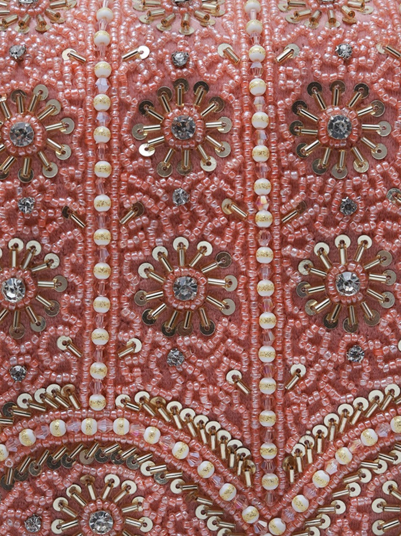 Pink Kavya flap-over handbag with handle by The Tan Clan, featuring a stylish design and beige accents.