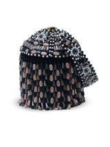 Black Bella round embellished bag with handle from The Tan Clan, featuring decorative details and a stylish, compact design.