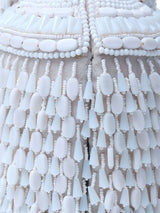 Bella White Round Embellished Bag with Handle by The Tan Clan, featuring decorative details and a sturdy handle.