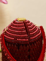 Black Emma round embellished bag with a handle from The Tan Clan, featuring decorative details and a stylish design.