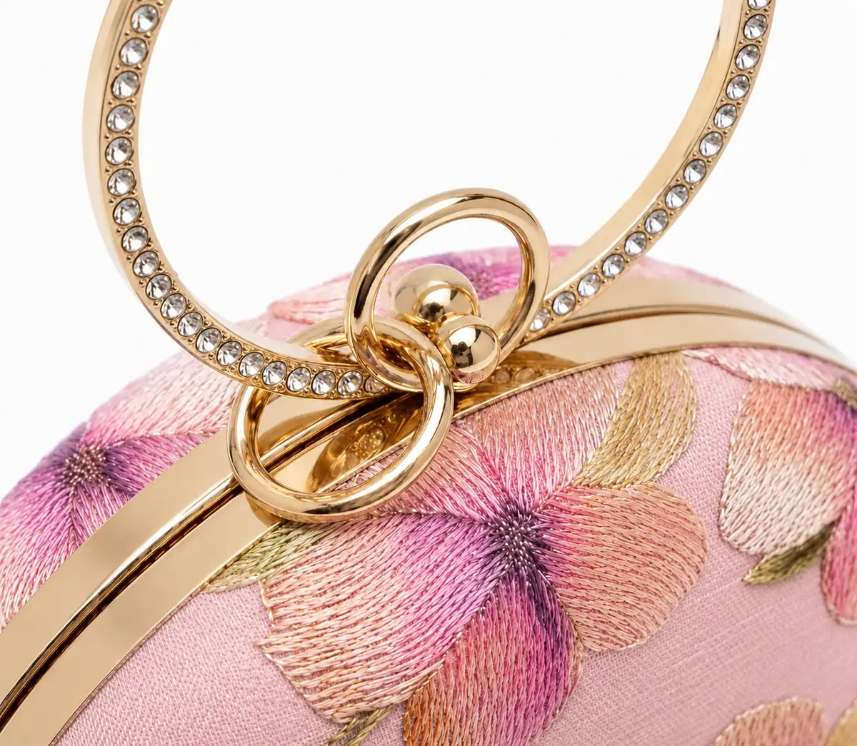 Bloom Pink embroidered clutch by The Tan Clan, stylish clutch bag with floral embroidery, perfect for elegant occasions.