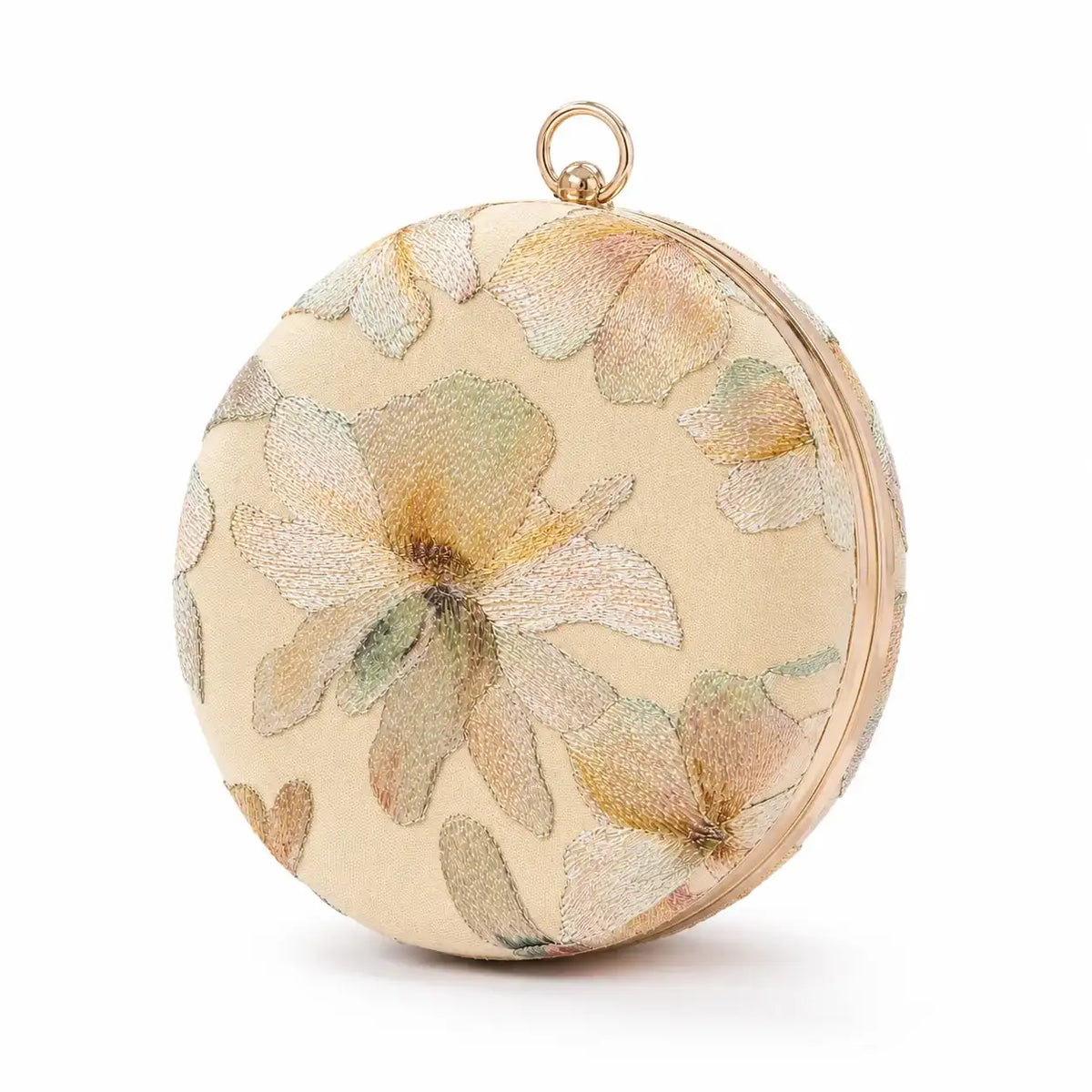 Bloom yellow embroidered clutch by The Tan Clan, showcasing intricate floral embroidery and a sleek, elegant design.