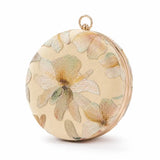 Bloom yellow embroidered clutch by The Tan Clan, showcasing intricate floral embroidery and a sleek, elegant design.