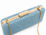 Dazzle Blue sequined sleek clutch purse by The Tan Clan, featuring shimmering sequins and elegant design for evening events.
