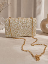 Gold sequined Dazzle clutch by The Tan Clan with a sleek design, perfect for evening events and special occasions.