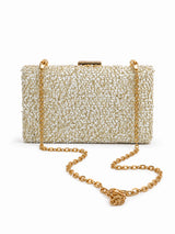 Gold sequined sleek clutch bag by The Tan Clan with a stylish, shimmering design perfect for evening accessories.