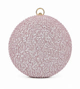 Dazzle Pink Sequined Round Clutch by The Tan Clan with shimmering pink sequins and a round shape for evening occasions