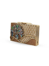 Elena Brass Clutch by The Tan Clan, stylish metallic clutch with a sleek design and textured finish for elegant occasions.