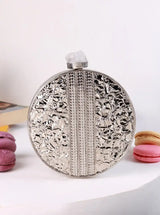 Elfy Brass Clutch by The Tan Clan featuring a stylish brass finish and compact design, perfect for evening occasions.