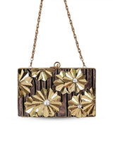 Elsa Brass Clutch by The Tan Clan featuring a sleek metallic finish and elegant design, perfect for evening occasions.