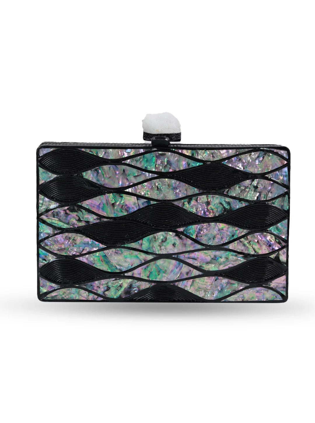 Eve Brass Clutch by The Tan Clan featuring a sleek, metallic design with a fold-over flap and elegant brass finish.
