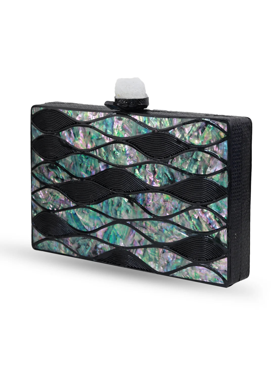 Eve Brass Clutch by The Tan Clan featuring a sleek brass finish and compact design, perfect for evening occasions.