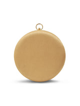 Gold Glitz round clutch purse by The Tan Clan, stylish evening bag with a shimmering finish and compact design.