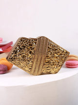 Jean Mother of Pearl Brass Clutch by The Tan Clan, elegant clutch with pearl and brass details for evening wear.