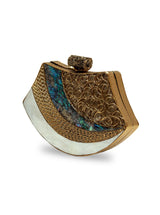 Lynn Golden Brass Clutch by The Tan Clan, elegant gold brass clutch with sleek design, perfect for evening accessories.