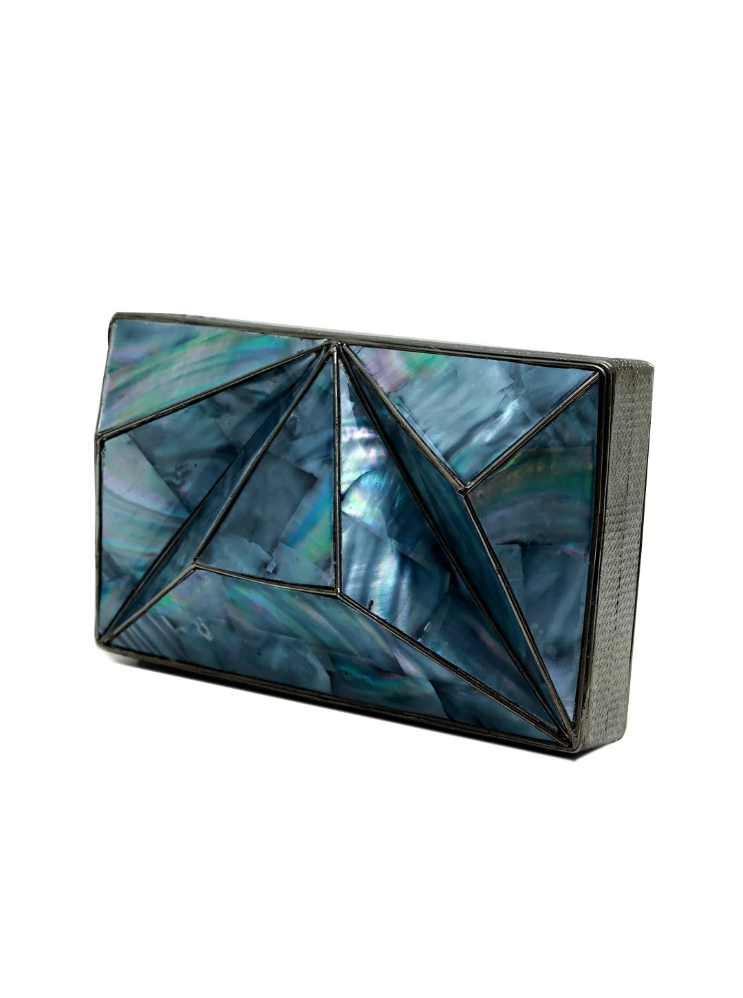 Mindy 3D Brass Clutch by The Tan Clan featuring a stylish, textured brass exterior and sleek design for elegant occasions.
