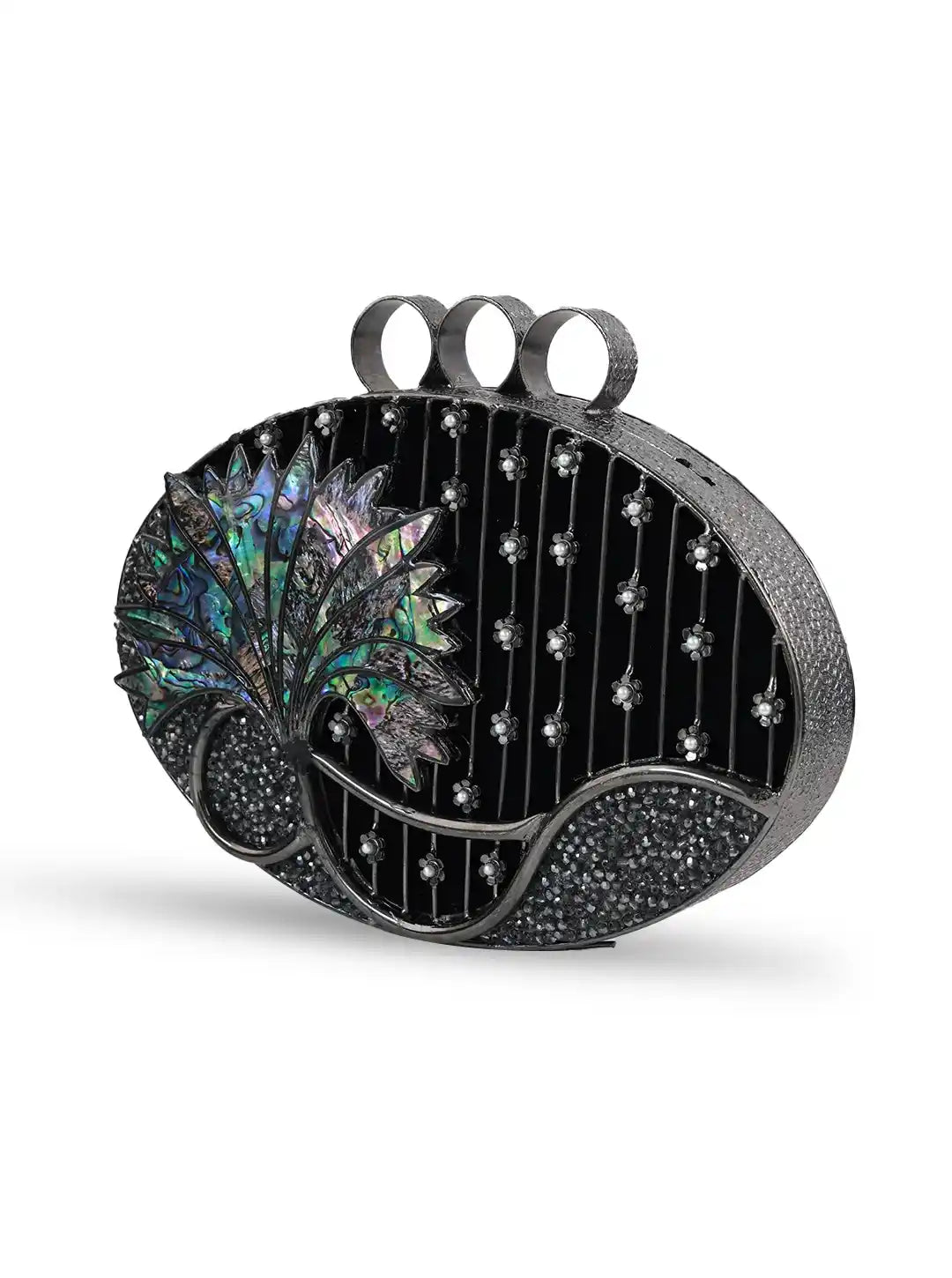 Nina Brass Clutch from The Tan Clan featuring a sleek, metallic finish and compact design for elegant evening wear.