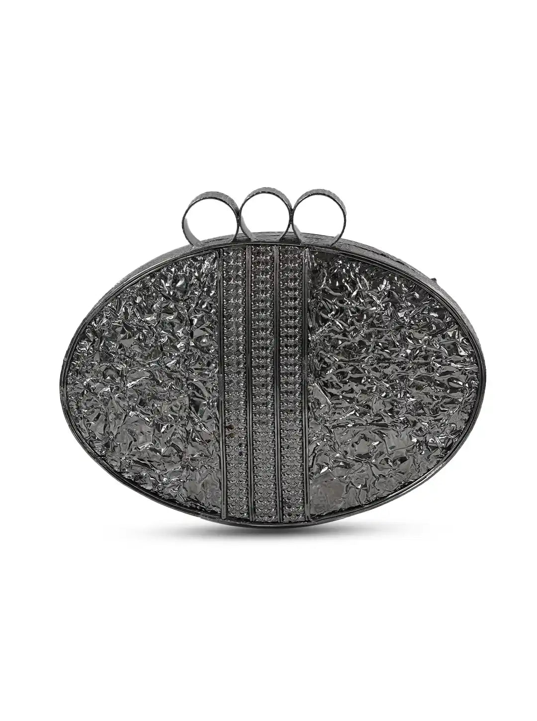 Nina Brass Clutch by The Tan Clan featuring a sleek brass design and compact style, perfect for evening occasions.