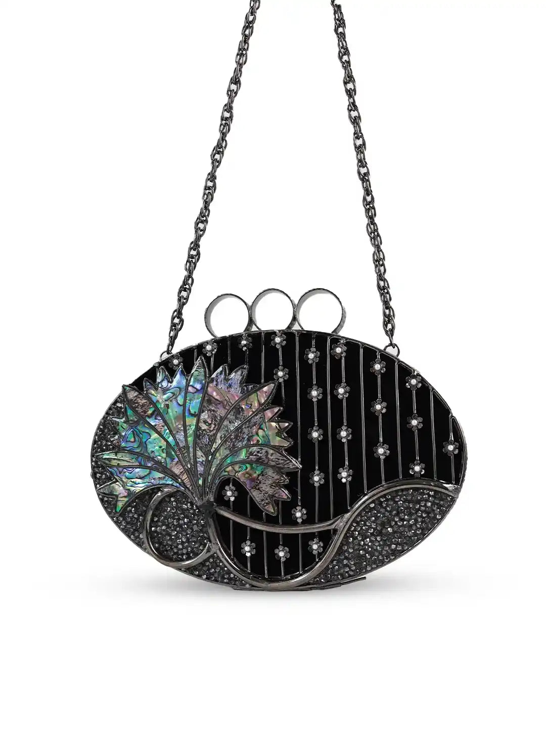 Nina Brass Clutch by The Tan Clan featuring a sleek, metallic finish and compact design for elegant evening accessories.