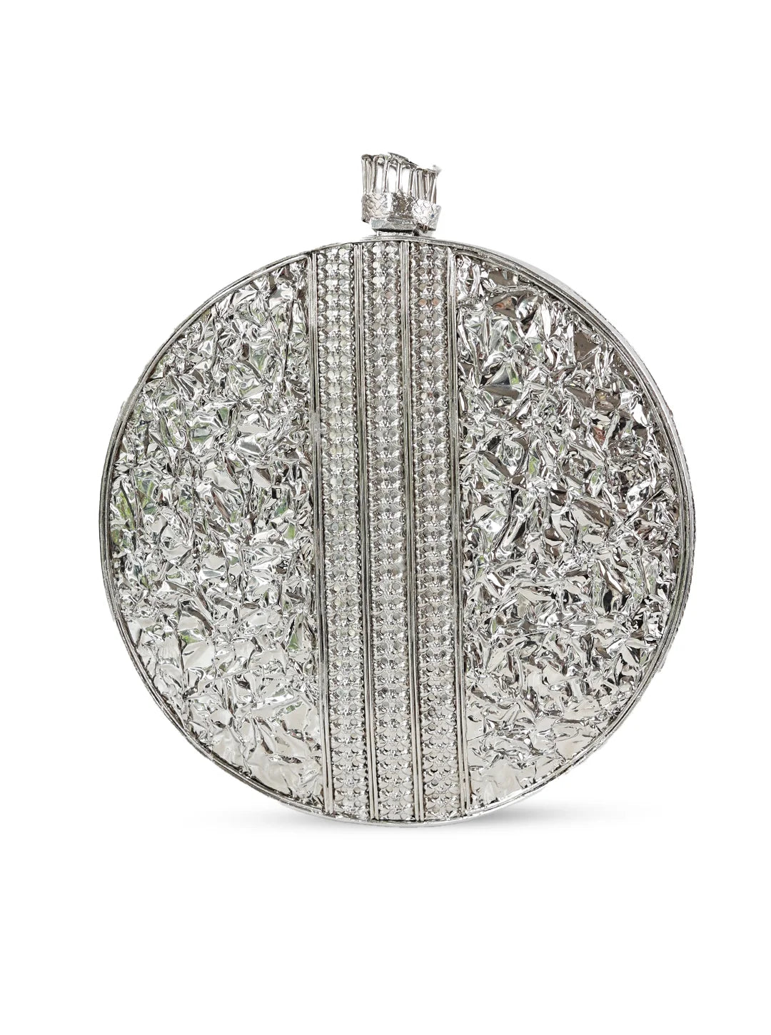 Black brass clutch bag from The Tan Clan featuring a sleek, compact design with a subtle metallic finish.