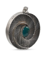 Noir Brass Clutch by The Tan Clan, featuring a sleek black exterior and elegant brass accents, perfect for evening wear.