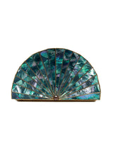 Opal brass clutch bag by The Tan Clan featuring a sleek, elegant design with a polished finish and compact size.