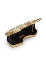 Sasha Brass Clutch with Handle by The Tan Clan, stylish gold-tone clutch featuring a sturdy handle and sleek design.