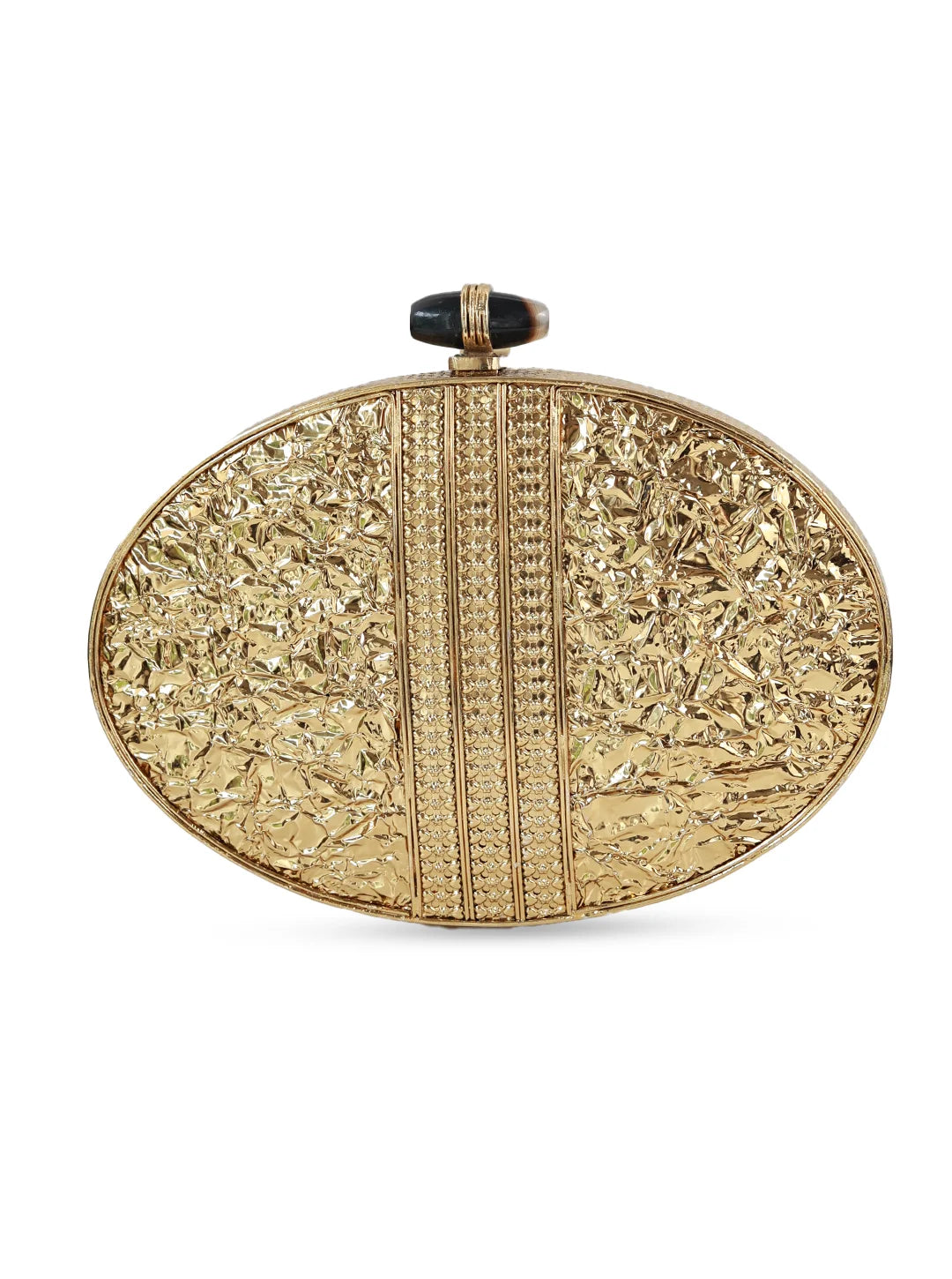 Tracy Brass Clutch by The Tan Clan, elegant gold-toned clutch with sleek design and minimal detailing, perfect for evening occasions.