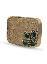 Zen Brass Clutch by The Tan Clan, elegant metallic clutch with a sleek design, perfect for stylish evening carry.