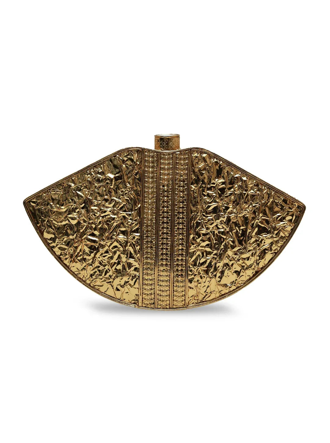 Zuri Mother of Pearl Brass Clutch by The Tan Clan featuring a sleek design with pearl accents and brass details.