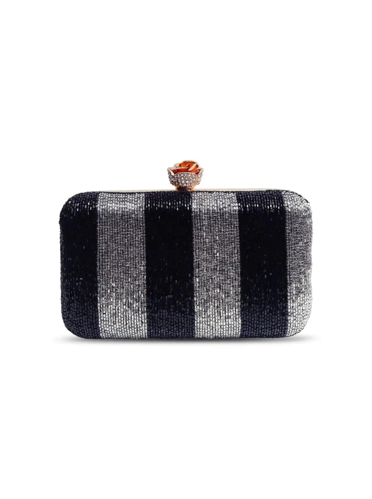 Hand-embroidered Afshaan clutch bag by The Tan Clan with intricate embroidery and traditional design, displayed against a neutral background.