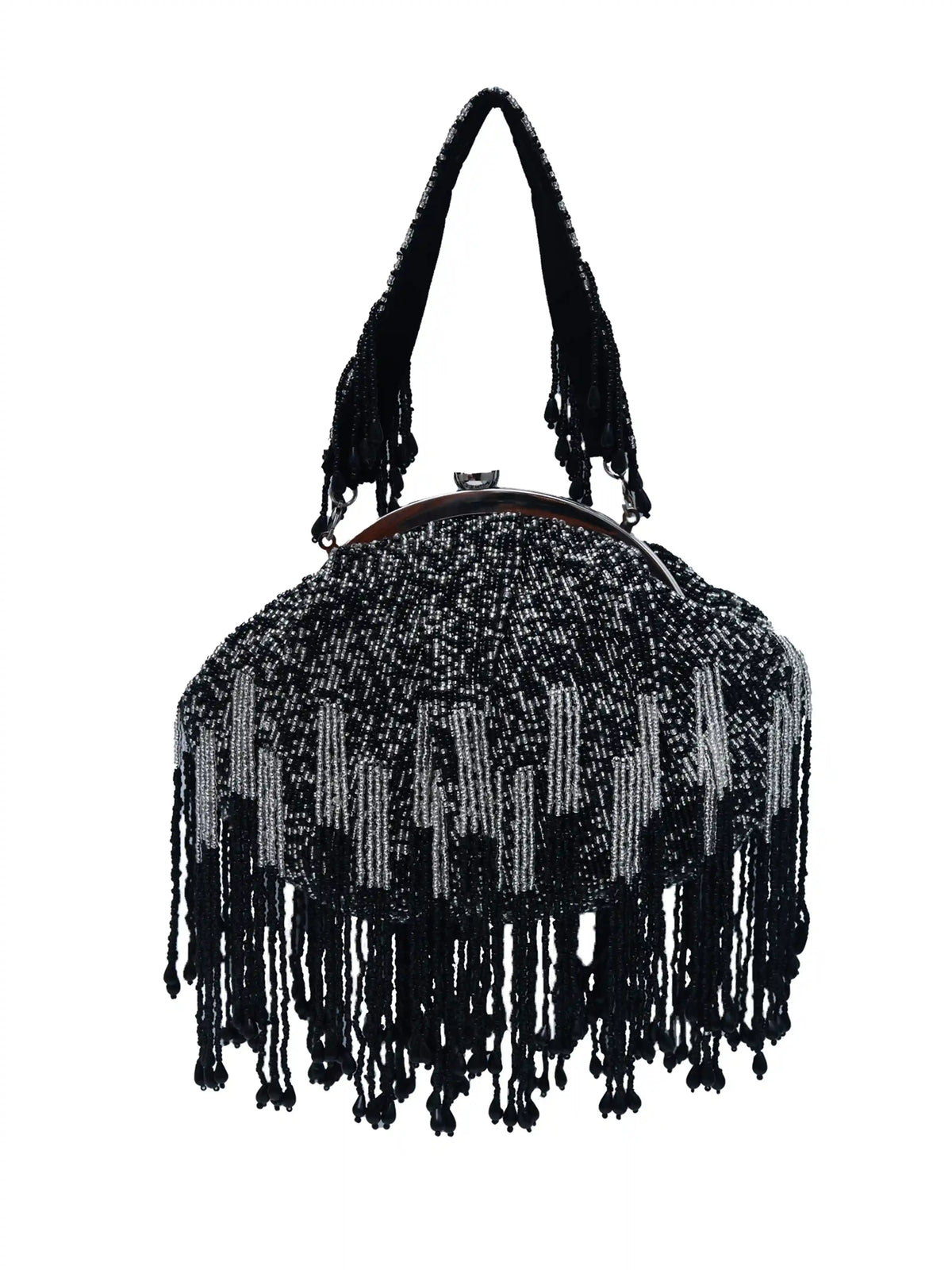Amour Black Batua Bag by The Tan Clan featuring a detachable handle and stylish black woven design.