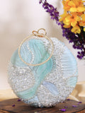 Aqua Blue Round Clutch
